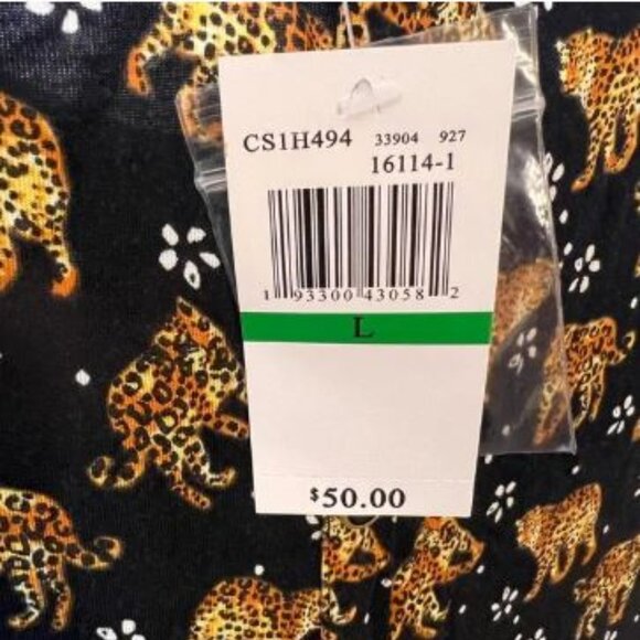 Cable & Gauge Black Blouse with Gold Leopard Print - Picture 3 of 4